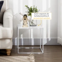 HOMCOM Bijzettafelset, Moderne Nesttafels, Ruimtebesparend, Stabiel Stalen Frame, Wit(m-5)