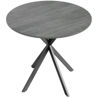 HOMCOM Ronde keukentafel, 80 cm, compact tafelblad, spaanplaat, metaal, grijs(m-1)