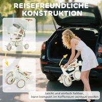 AIYAPLAY Kinderdriewieler, omvormbare babybuggy, 5-in-1 design, afneembare duwstang, verstelbaar, veiligheidsgordel, opbergzak, 1-3 jaar, Crèmewit(m-8)