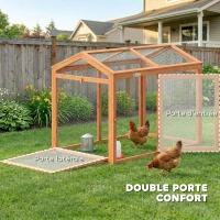 PawHut Enclos Poulailler en Bois avec Perchoir et Doubles Portes, Poulailler modulable pour jardin 104 x 70,5 x 84 cm, Orange(m-7)