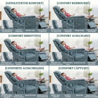 HOMCOM Fotoliu Relax Rabatabil Electric cu Funcție Alzător, Telecomandă și Suport pentru Picioare, 80x94x104cm, Albastru(m-4)