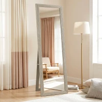 HOMCOM Oglindă modernă de podea, în mărime completă, cu ramă și suport, din lemn și sticlă, 37x40x155 cm, gri(m-10)