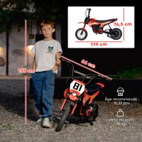 AIYAPLAY Moto électrique enfants 24V, moteur 250W, vitesse 6,4-16 km/h, pour enfants 8-12 ans, suspension arrière, rouge(m-3)