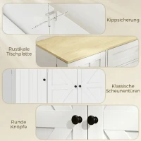 HOMCOM Sideboard, Landhausstil Küchenschrank mit Schiebetüren, 1 Schublade, 2 verstellbaren Einlegeböden, Türregalen(m-8)