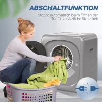 HOMCOM Afvoerdroger 4 kg met slimme modus, 800 W compacte droger met roestvrijstalen trommel, zilver(m-7)