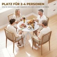 HOMCOM Runder Küchentisch, 80 cm, kompakte Tischplatte, Spanplatte, Metall, Weiß(m-4)