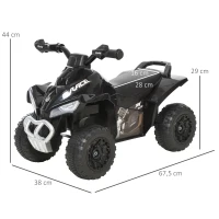 HOMCOM Mini Quad per Bambini 18-36 Mesi a Spinta Manuale con Musiche Integrate e Ampia Impugnatura in PP e Metallo, Nero(m-3)
