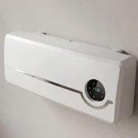 HOMCOM Calefactor Eléctrico Bajo Consumo de Pared 2000W con 3 Modos Pantalla LED Termostato Temporizador y Oscilación Blanco(m-12)