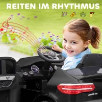 HOMCOM Kinder Elektroauto 12V Kinderauto mit 2,4 G Fernbedienung, 2 Motor, Kinderfahrzeug mit Hupe, Musik, Sicherheitsgurt, Elektrofahrzeug für 37-60 Monate Kinder, Schwarz(m-7)
