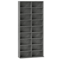 HOMCOM Rangements pour CD et DVD 18 compartiments capacité max. 640 CD/360 DVD 430 Blu-ray 78,5 x 24 x 175 cm gris clair(m-1)