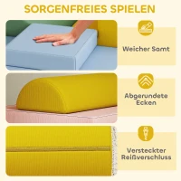 AIYAPLAY Softbaustein-Set für Kinder, 12-teiliges Stoffblock-Set, Schaumstoff, Cordbezug, waschbar, Pastellbunt(m-5)