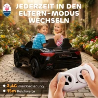 AIYAPLAY Maserati Elektroauto für Kinder, 2-Sitzer, 12V Batteriebetrieb, Fernbedienung, LED-Lichter, Musikfunktion, Schwarz(m-6)