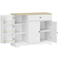 HOMCOM Sideboard, Landhausstil Küchenschrank mit Schiebetüren, 1 Schublade, 2 verstellbaren Einlegeböden, Türregalen(m-1)