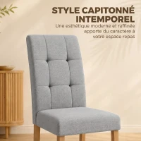 HOMCOM Lot de 2 chaises de salle à manger, chaise de cuisine moderne avec siège rembourré en tissu effet lin, gris clair(m-5)