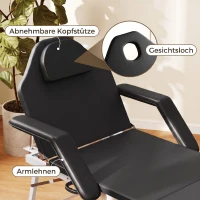 HOMCOM Tragbare Massageliege, 3-teilige verstellbare Kosmetikliege mit Gesichtsausschnitt, abnehmbarer Kopfstütze und Armlehnen(m-7)