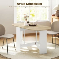 HOMCOM Tavolo Pieghevole per 6 Persone con 2 Ribalte Ovale in Legno, 163x80x75 cm, Color Legno(m-5)