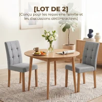 HOMCOM Lot de 2 chaises de salle à manger, chaise de cuisine moderne avec siège rembourré en tissu effet lin, gris clair(m-4)