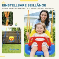 AIYAPLAY Babyschaukel 3 in 1 Kinderschaukel verstellbar Schaukelsitz mit Rückenlehne, Anschnallgurt, 128 x 155 x 157 cm Blau(m-5)