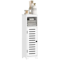 HOMCOM Meuble salle de bain, armoire salle de bain 4 niveaux  porte persienne, étagère ouvert, 22x20x75cm, blanc(m-12)