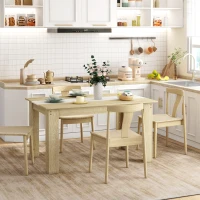 HOMCOM Table de salle à manger pour 6 personnes en bois aspect naturel et blanc, dim. 140L x 90l x 75H cm(m-10)
