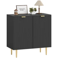 HOMCOM Buffet cuisine meuble de rangement avec 2 portes étagère réglable pieds métalliques surélevés 80 x 40 x 80 cm noir(m-11)