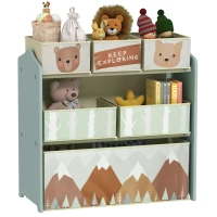 ZONEKIZ Meuble de rangement enfant avec 6 boîtes amovibles en tissu non tissé Organisateur de jouets, étagère 63L x 30l x 66H cm(m-11)