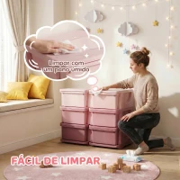 HOMCOM Organizador de Brinquedos com 6 Gavetas para Crianças com Bordas Arredondadas e Pegas 75x37x56,5 cm Rosa(m-7)
