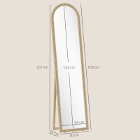HOMCOM Espejo de Pie Cuerpo Entero con Marco Efecto Piedra Espejo de Pared con 2 Formas de Uso Arqueado 40x3,7x160 cm Beige(m-3)