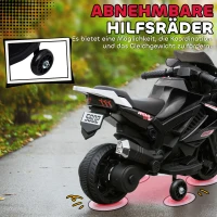 AIYAPLAY Elektro-Motorrad für Kinder, Hupe, Scheinwerfer, Musikfunktion, 2,5 km/h, Schwarz(m-5)