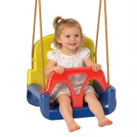 Outsunny Babyschaukel 3 in 1 verstellbar Kinderschaukel mit Rückenlehne, Anschnallgurt, für Kinder von 9-36 Monaten, Dunkelblau(m-12)
