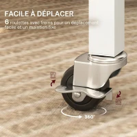 HOMCOM Table à Manger Pliante sur Roulettes pour 4-6 Personnes 120 cm, Roues avec Freins, 2 Abattants, Style Industriel, Chêne(m-5)
