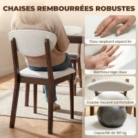 HOMCOM Ensemble table salle à manger avec 4 chaises, table de cuisine avec chaises pour 4 personnes, assise rembourrée, crème(m-5)