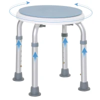 HOMCOM 360° Swivel Shower Chair, Height Adjustable Aluminium Shower Stool with Non-Slip Feet for Disabled, Elderly, Light Blue(m-1)