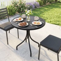Outsunny Masă de Grădină Rotundă cu Blat din Oțel, Ø66x71.5cm, Negru(m-9)