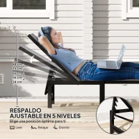 Outsunny Tumbona Reclinable de Jardín Exterior con Respaldo Ajustable en 5 Posiciones y Marco de Acero 166x60x84 cm Gris(m-4)