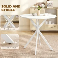 HOMCOM 80cm Industrial Round Dining Table - White(m-6)