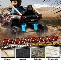 AIYAPLAY Elektrisch kinder-UTV 3-8 jaar 12V met KAWASAKI-licentie, dubbele aandrijving, afstandsbediening en muziek, geel(m-7)