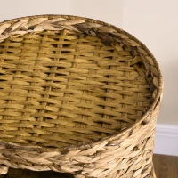PawHut Tonneau à Gratter pour Chat 3 Niveaux, Coussins, Tressage en Jacinthe d'Eau, Cadre en Acier, Ø 40 x 73 cm, Marron Clair(m-4)