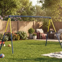 AIYAPLAY Balançoire portique pour enfant avec double balançoire cadre en acier, pour 3-8 ans, 260x160x178cm bleu(m-11)