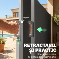 Outsunny Paravan Lateral Retractabil Impermeabil și UV50+, din Aluminiu, Oțel și Poliester, 420x185 cm, Gri Închis(m-5)