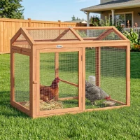 PawHut Enclos Poulailler en Bois avec Perchoir et Doubles Portes, Poulailler modulable pour jardin 104 x 70,5 x 84 cm, Orange(m-11)