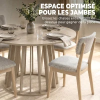 HOMCOM Table à Manger Ronde pour 4 à 6 Personnes, Ø 120 x 75 cm, Table de Cuisine avec Piétement à Lattes Robuste, Bois Naturel(m-7)