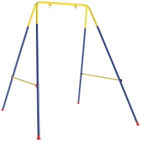 AIYAPLAY Inklapbaar schommelrek met A-frame, 2 haken, 4 grondankers, geschikt voor kinderen van 9 maanden tot 8 jaar, 128x155x157 cm, blauw(m-1)