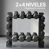SPORTNOW Soporte para Mancuernas de 4 Niveles Estante de Pesas de Acero Resistente para Gimnasio Casa Carga 200 kg 70x21x55 cm(m-4)