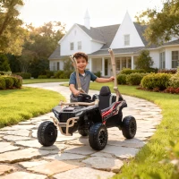 AIYAPLAY 12V Elektrisches Geländefahrzeug für Kinder, Fernbedienung, LED-Lichter, Musik, Hupe, für Kinder von 3-8 Jahren, Gelb(m-9)