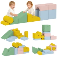 AIYAPLAY Softbaustein-Set für Kinder, 12-teiliges Stoffblock-Set, Schaumstoff, Cordbezug, waschbar, Pastellbunt(m-12)