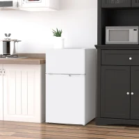 HOMCOM 88L Under Counter Fridge Freezer, Small Refrigerator with 5-Setting, 3 Star Freezer Rating, White(m-10)