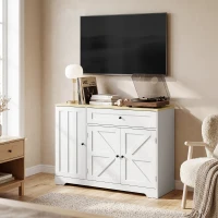 HOMCOM Sideboard, Landhausstil Küchenschrank mit Schiebetüren, 1 Schublade, 2 verstellbaren Einlegeböden, Türregalen(m-9)