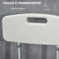HOMCOM Tabouret de Douche Réglable en Hauteur à 5 Niveaux, Chaise de Douche, Accoudoirs Rembourrés et Coussin Amovible, Gris(m-7)