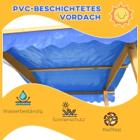 Outsunny Zandbak met Speelhuis en Dak, 133 x 129 x 137,5 cm, Natuur + Blauw(m-5)